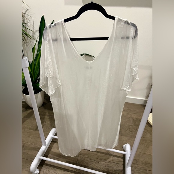 NWT Meo Meli White Slip Dress with Sheer Overlay - Picture 7 of 7